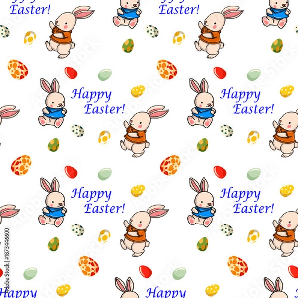 Fototapeta Seamless Easter vector pattern for decoration	