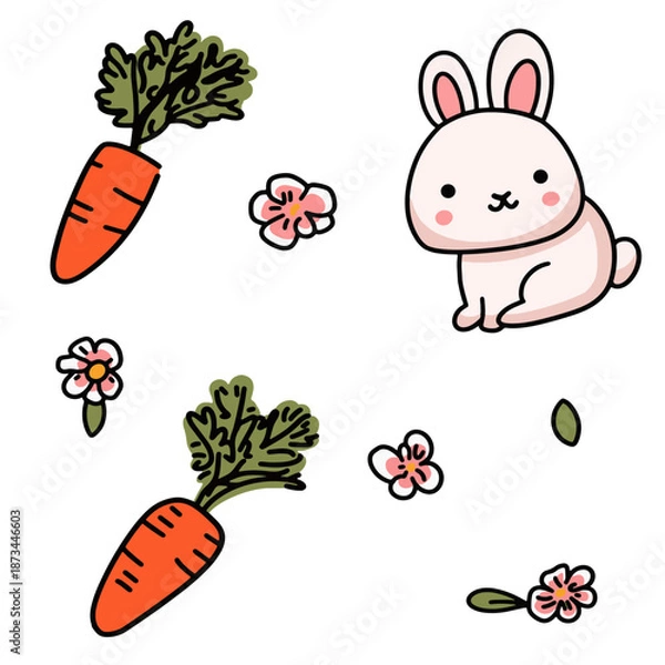 Fototapeta Easter set o of decorations, seamless pattern. Vtctor Easter decorations.Background, elements