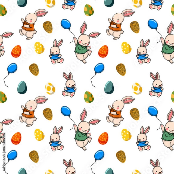 Fototapeta Seamless Easter vector pattern for decoration	
