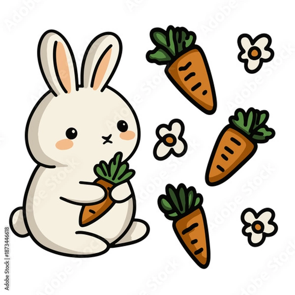 Fototapeta Easter set o of decorations, seamless pattern. Vtctor Easter decorations.Background, elements