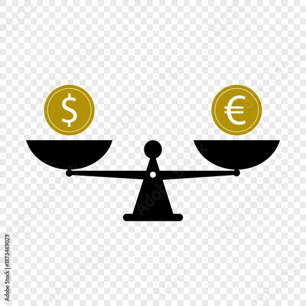 Obraz Dollar and euro scales vector