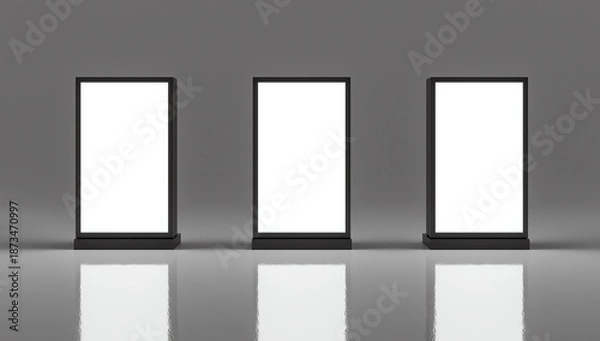 Fototapeta 3d render Realistic light box template. Mock