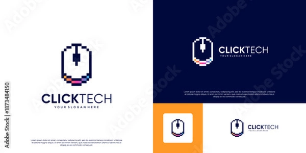 Obraz Abstract pixel mouse logo, vector design template.