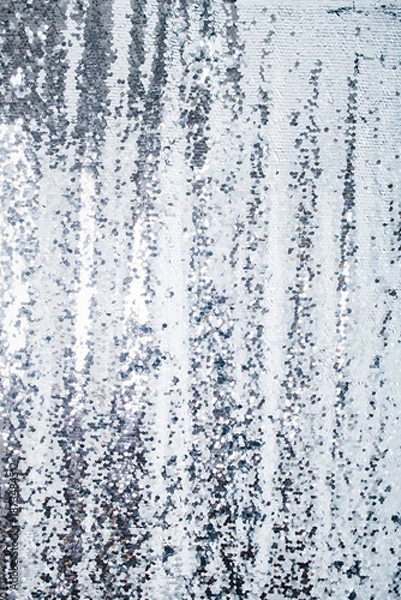 Obraz Silver sequin texture background with sparkling reflective surface