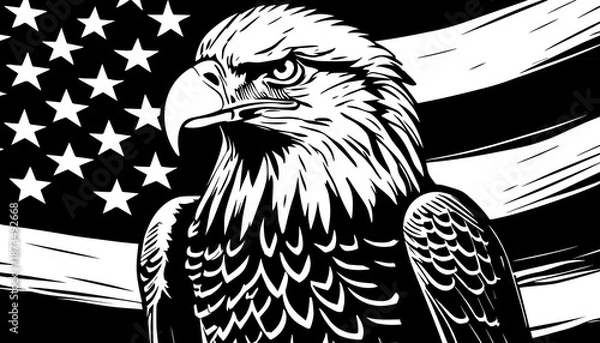 Obraz American Flag and Eagle Illustration