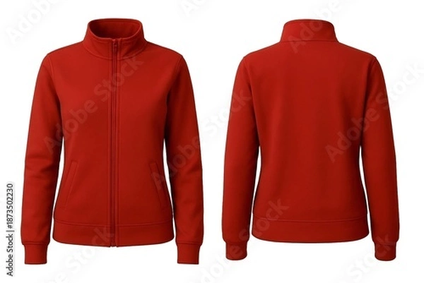Obraz Red women's jacket mockup, white isolated background