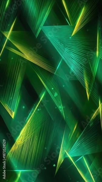 Obraz Abstract Geometric Pattern With Green And Yellow Triangles