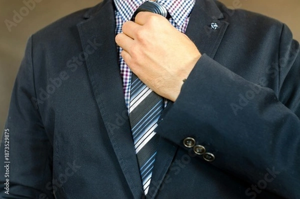 Obraz businessman adjusting tie