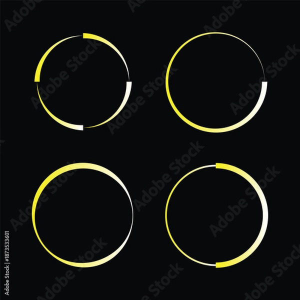 Obraz Set of round frames, Yellow line circular
