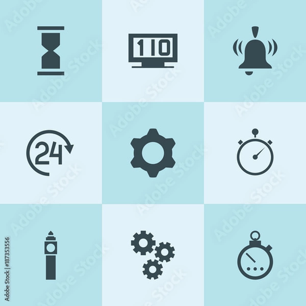 Fototapeta Set of 9 clock filled icons