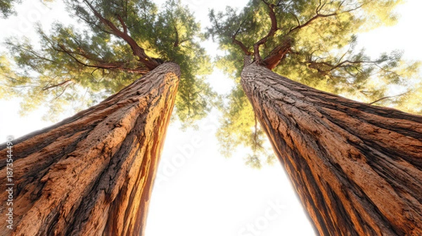 Obraz Two Towering Redwood Trees Displayed Individually on transparent background