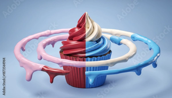 Obraz Two tone cupcake with floating icing