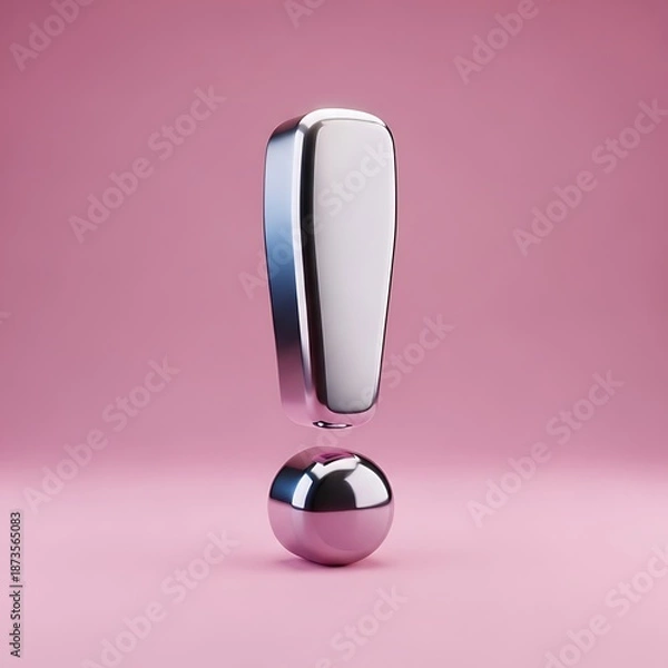 Obraz Stylized metallic punctuation mark rests on a solid pink background