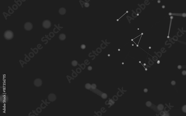 Obraz Abstract background. Molecules technology with polygonal shapes, connecting dots and lines. Connection structure. Big data visualization.