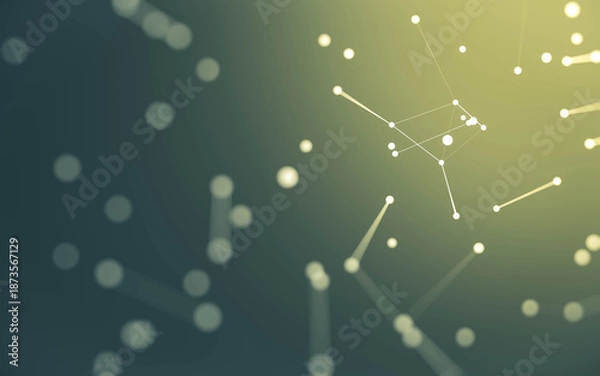 Fototapeta Abstract background. Molecules technology with polygonal shapes, connecting dots and lines. Connection structure. Big data visualization.