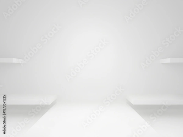 Obraz White geometric background with shelves