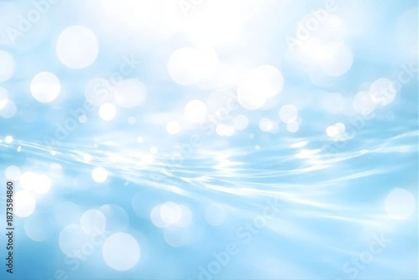 Fototapeta 水面の光がきらめく透明感のある抽象背景｜未来を感じさせる清潔なブルーグラデーション