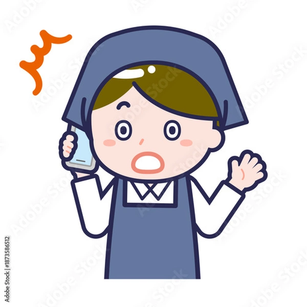 Fototapeta スマートフォンを使う「スタッフ」の男性