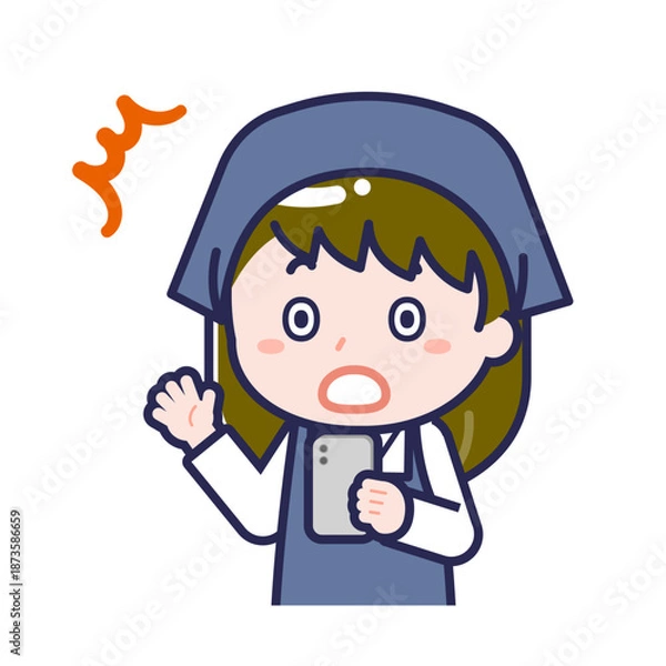 Fototapeta スマートフォンを使う「スタッフ」の女性