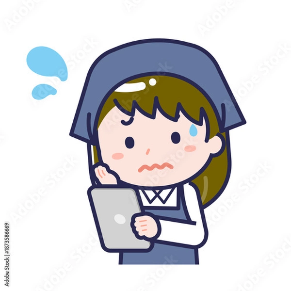 Fototapeta タブレットを使う「スタッフ」の女性