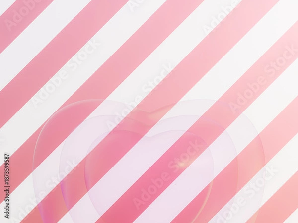 Obraz Pink heart bubbles on striped background