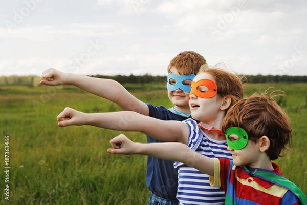 Fototapeta Cute child in Super hero costume.