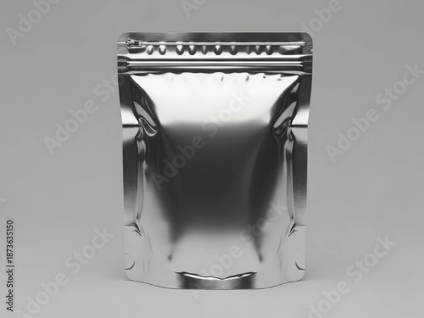 Obraz Shiny silver foil pouch standing upright