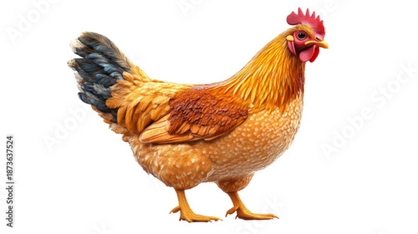 Obraz Standing Chicken. Isolated On White.
