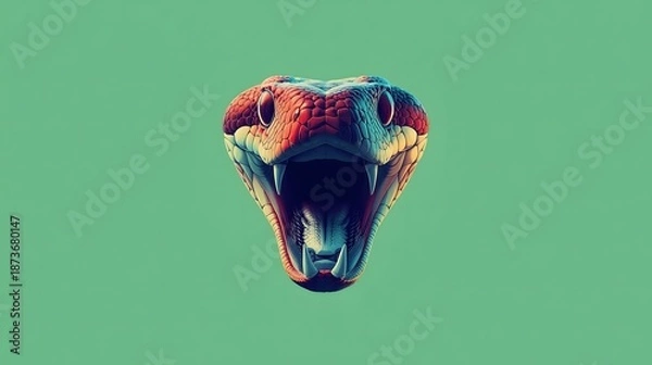 Obraz Two Snake Heads Facing Forward Symmetrical