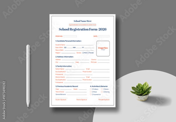 Obraz School Registration Form Template