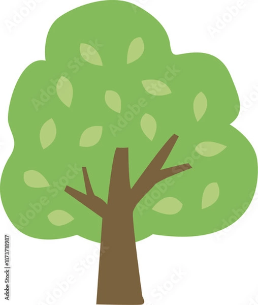 Obraz 葉のある緑の木のイラスト透明背景