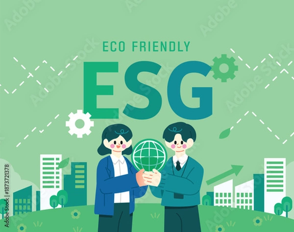 Fototapeta 자연을 위한 친환경 일러스트 05
