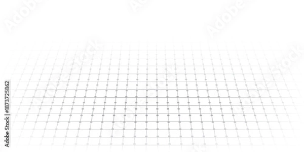 Obraz Technology wireframe landscape. Vector perspective grid. Digital space. Mesh on a white background.