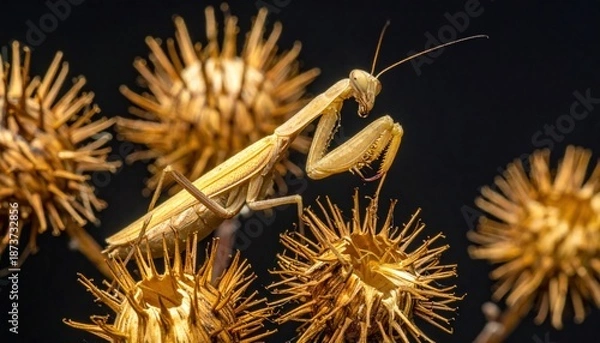 Obraz Praying Mantis on Thistle.