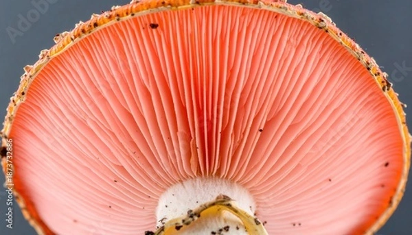 Obraz Red Mushroom Gills Macro.