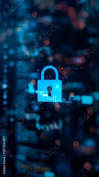 Obraz Generative AI Cybersecurity Lock Icon Emphasizing Data Protection and Digital Security Measures