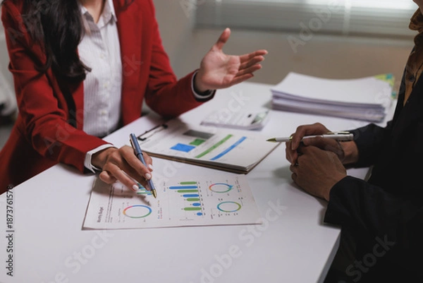 Obraz Business professionals analyzing financial data developing growth strategy