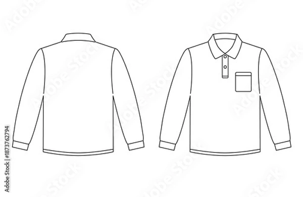 Obraz ポロシャツ　長袖　白　ポケット付き