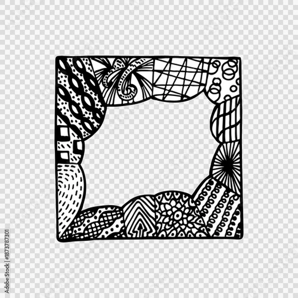 Fototapeta Hand drawn doodle frame with abstract patterns