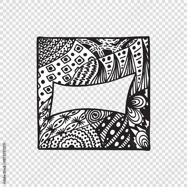 Fototapeta Hand drawn doodle frame with abstract patterns