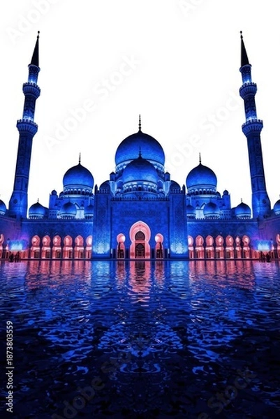 Obraz Illuminated mosque at night