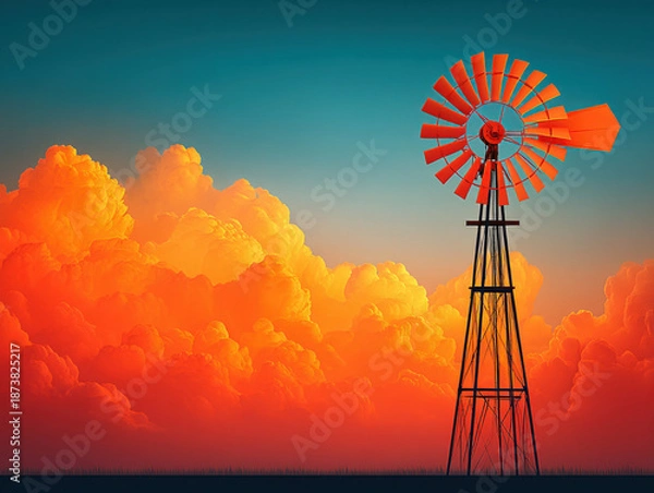 Fototapeta Windmill farm structure