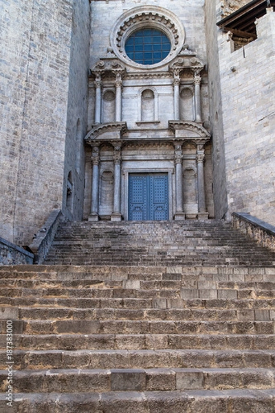 Fototapeta Baroque Facade of the St Felix Basilica in Girona
