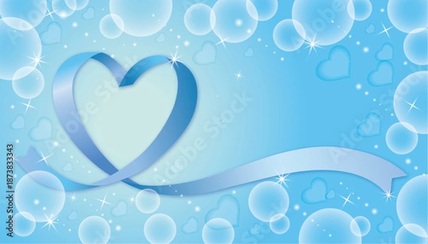 Obraz 青いリボン　ハートの背景