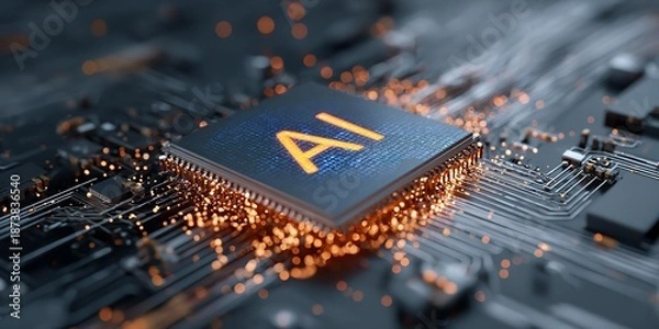 Obraz Microchip on the illuminated matrix