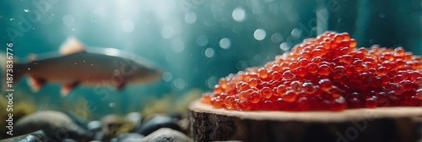 Obraz Red caviar on the board