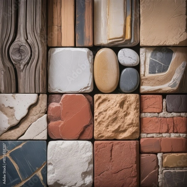 Obraz Assorted stone and wood texture samples rocks
