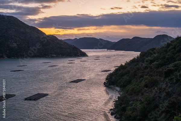 Obraz 日本の岡山の美しいトワイライトタイム