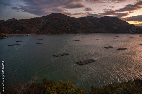 Obraz 日本の岡山の美しいトワイライトタイム