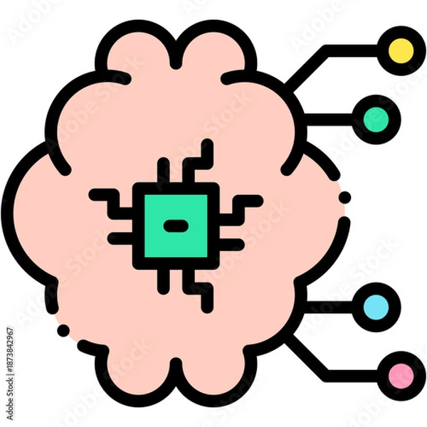 Obraz Futuristic Brain Chip and Artificial Intelligence Icon